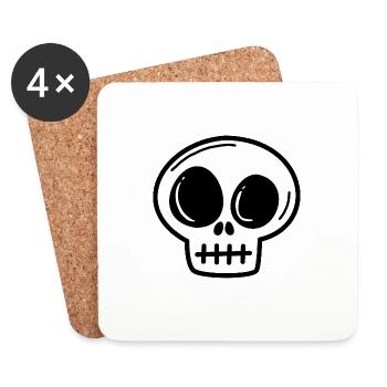 Crâne de crâne Halloween - Dessous de verre (lot de 4) - blanc - Devant
