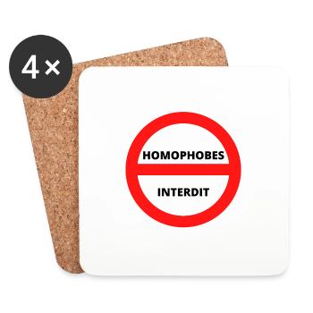 HOMOPHOBES INTERDIT - Dessous de verre (lot de 4) - blanc - Devant