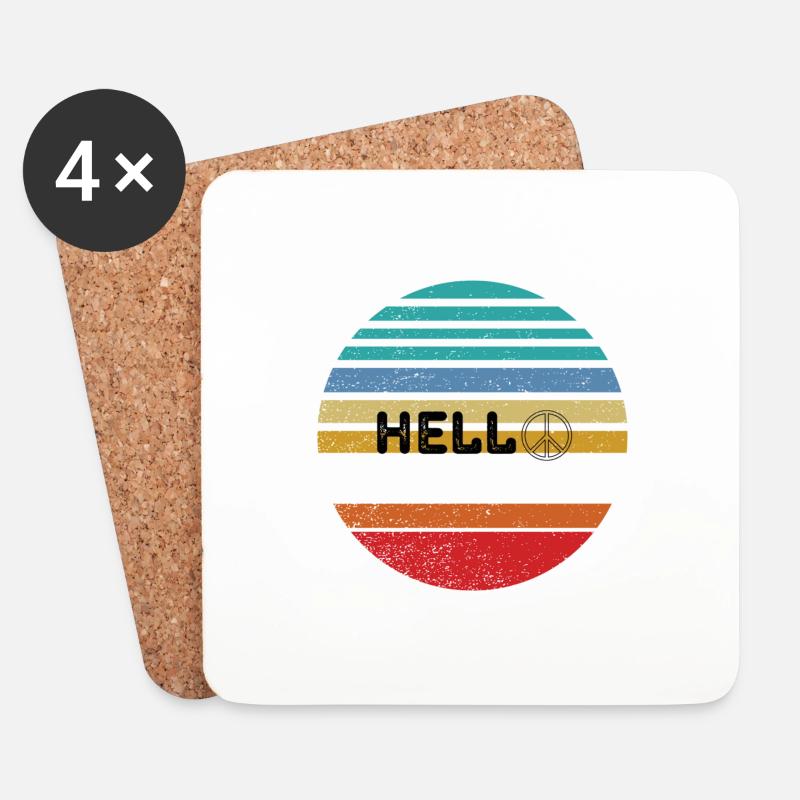 Hallo Retro - Untersetzer (4er-Set) - Weiß