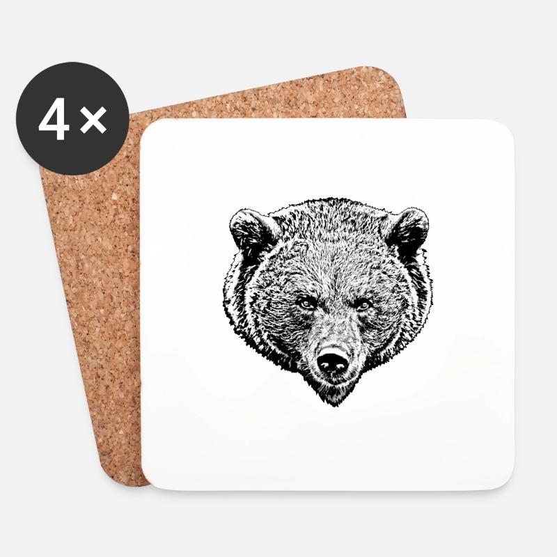 Grizzly schwarz weiß - Untersetzer (4er-Set) - Weiß