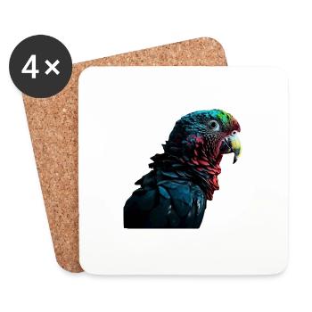 La perruche multicolore - Dessous de verre (lot de 4) - blanc - Devant