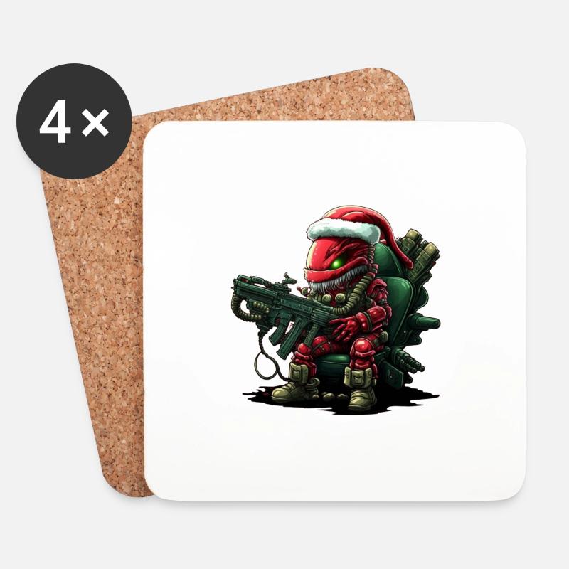 Santa Claus - Sottobicchieri (set da 4 pezzi) - bianco