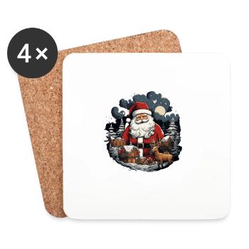 Weihnachtsmann Rentier - Untersetzer (4er-Set) - Weiß - Vorne