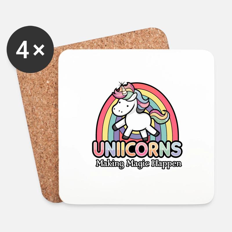 Kinder Einhorn Regenbogen Magisches Einhorn für - Untersetzer (4er-Set) - Weiß