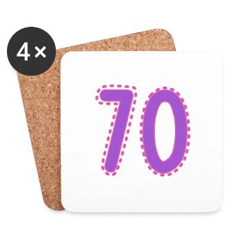 70. 70 YEARS. 70th ANNIVERSARY. 70 YEARS ANNIVERSARY. - Coasters (set of 4) - white - Front