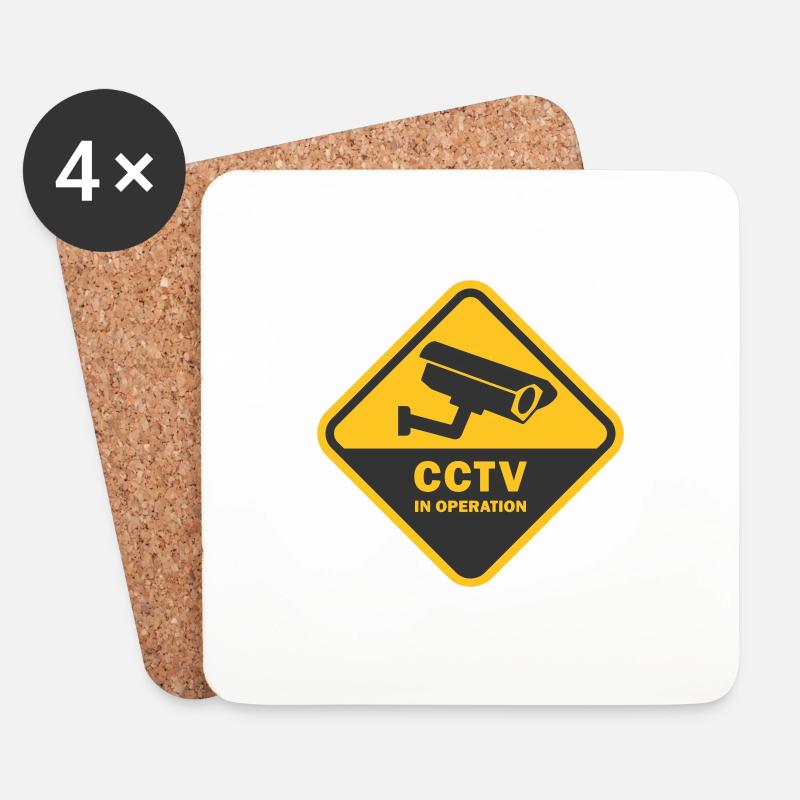 SECURITY CAMERAS IN USE - CCTV in operation - Coasters (set of 4) - white
