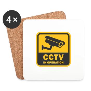 ÜBERWACHUNGSKAMERAS IM EINSATZ - CCTV in Betrieb - Untersetzer (4er-Set) - Weiß - Vorne