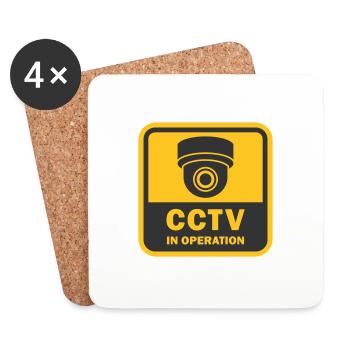 Les caméras de sécurité utilisées symbolisent l’icône. Caméra de surveillance fixe ca - Dessous de verre (lot de 4) - blanc - Devant