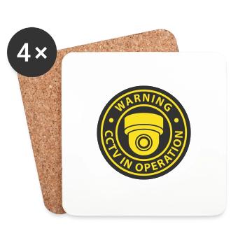 Security cameras in use symbol icon. Fixed CCTV - Coasters (set of 4) - white - Front