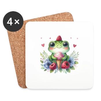 Niedlicher Frosch Aquarell - Untersetzer (4er-Set) - Weiß - Vorne