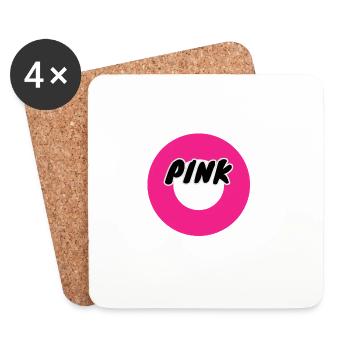 PINK Circle Lettering - Coasters (set of 4) - white - Front