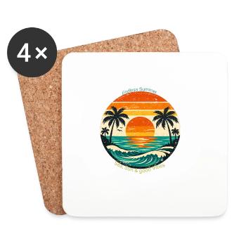 Endloser Sommer: Meer, Sonne & Vibes - Untersetzer (4er-Set) - Weiß - Vorne