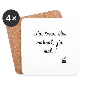 J'ai beau être matinal, j'ai mal ! Les Inconnus - Dessous de verre (lot de 4) - blanc - Devant