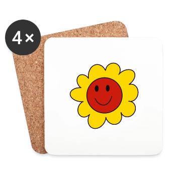 Sommer Sonne Blume Freunde Kinder Geschenk Tshirt - Untersetzer (4er-Set) - Weiß - Vorne