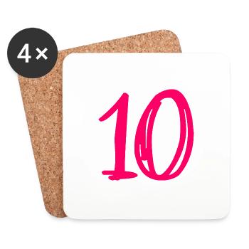 10 JAHRE. 10-JÄHRIGES JUBILÄUM. GEBURTSTAG 10 JAHRE.10 - Untersetzer (4er-Set) - Weiß - Vorne