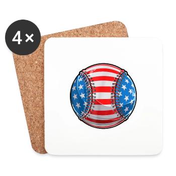 Baseball 4th Of July American Flag - Coasters (set of 4) - white - Front