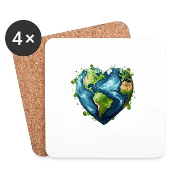 Aimez notre terre - Dessous de verre (lot de 4) - blanc - Devant