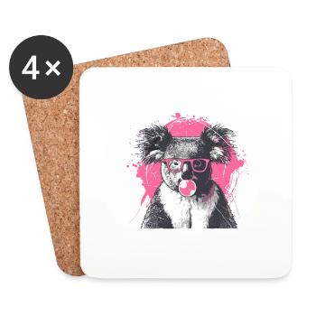 Koala mit Sonnenbrille Bubblegum für einen - Untersetzer (4er-Set) - Weiß - Vorne