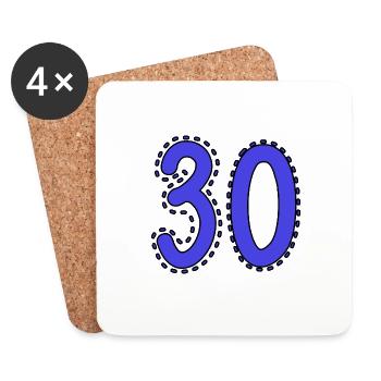 30. 30 ANS. 30e ANNIVERSAIRE. ANNIVERSAIRE 30 ANS. - Dessous de verre (lot de 4) - blanc - Devant