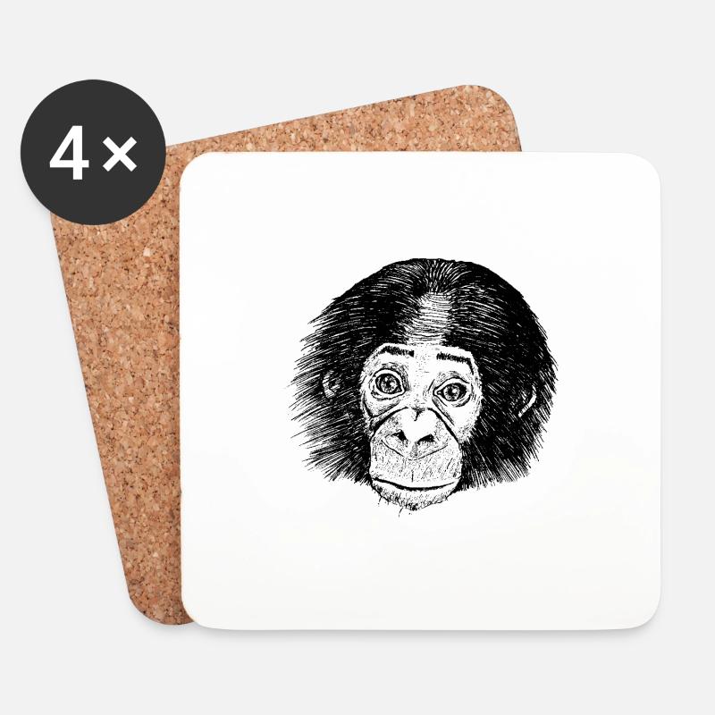 Nachdenklicher Bonobo - Untersetzer (4er-Set) - Weiß