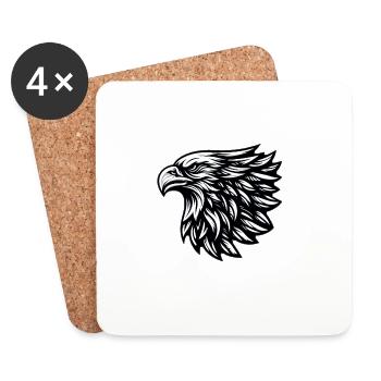 Eagle Head Black White - Coasters (set of 4) - white - Front