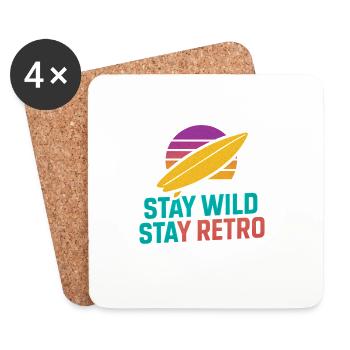 Stay Wild Stay Retro Surf - Untersetzer (4er-Set) - Weiß - Vorne