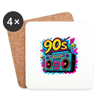 Boombox der 90er - Untersetzer (4er-Set) - Weiß - Vorne