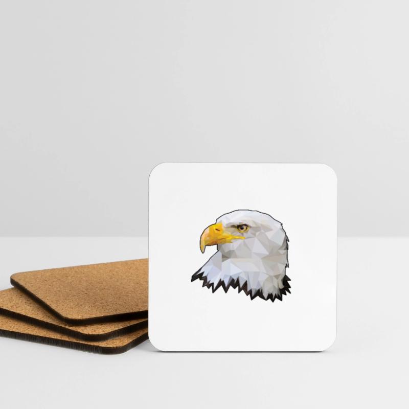 Bald eagle polygon eagle raptor polygon Coasters (set of 4)
