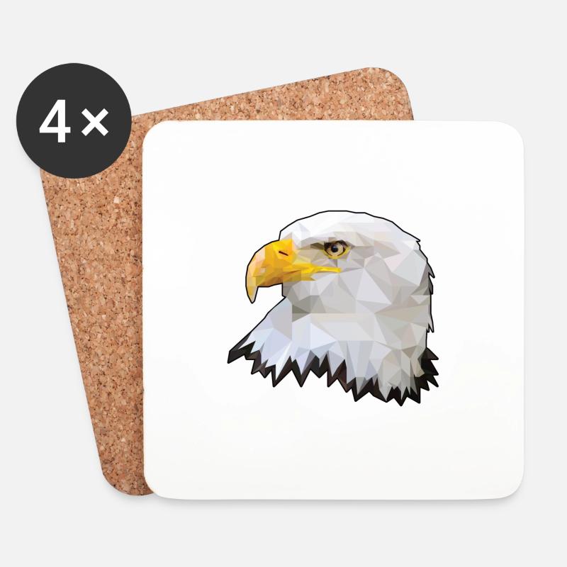 Weißkopfseeadler Polygon Adler Greifvogel Vieleck - Untersetzer (4er-Set) - Weiß