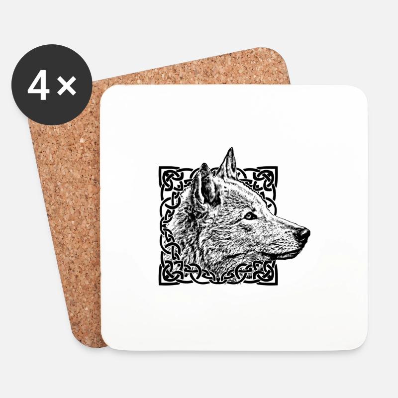 Wolf grau - Untersetzer (4er-Set) - Weiß
