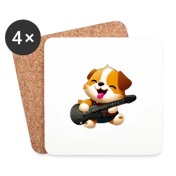 Hunde Gitarrist - Untersetzer (4er-Set) - Weiß - Vorne