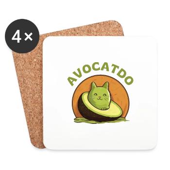 Avocado Katze - Avocatdo - Untersetzer (4er-Set) - Weiß - Vorne