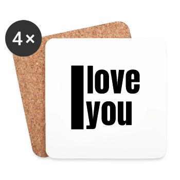 Je t'aime - Dessous de verre (lot de 4) - blanc - Devant