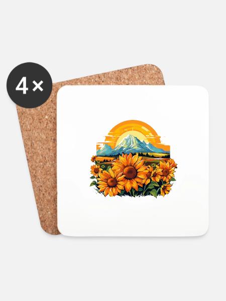 Sonnenblume Floral Blühen Sommer Natur für einen - Untersetzer (4er-Set) - Weiß