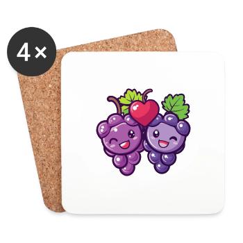 Raisins Couple Amour Coeur Drôle - Dessous de verre (lot de 4) - blanc - Devant
