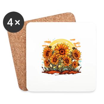 Sonnenblume Floral Blühen Sommer Natur für einen - Untersetzer (4er-Set) - Weiß - Vorne