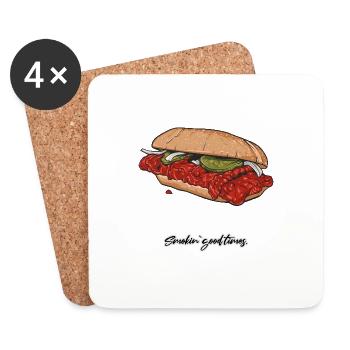 BBQ // Illustration - Dessous de verre (lot de 4) - blanc - Devant