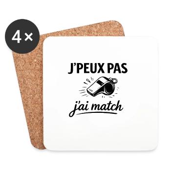 I can't I have match – Humour sport competition - Coasters (set of 4) - white - Front