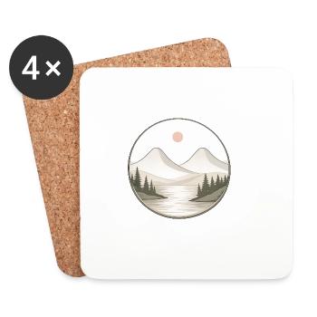 Gebirgslandschaft - Untersetzer (4er-Set) - Weiß - Vorne