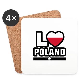 Polen Herz Flagge Stolz Patriotisch Polnisch - Untersetzer (4er-Set) - Weiß - Vorne