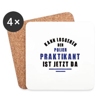 Praktikant Polier Praktikum Bauleitung Danke - Untersetzer (4er-Set) - Weiß - Vorne