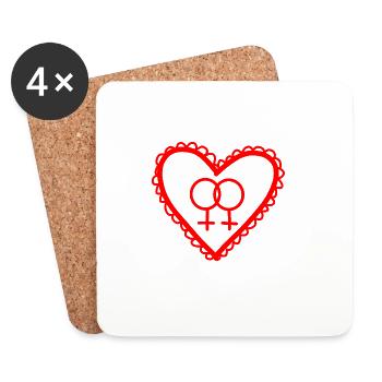 Lesbian Love Heart Icon - Coasters (set of 4) - white - Front