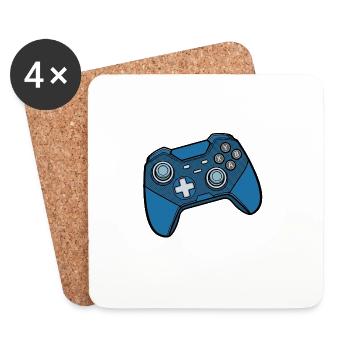 Blue Gaming Controller Pattern - Coasters (set of 4) - white - Front