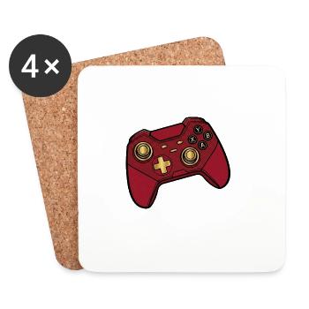 Manette de jeu rouge Rétro Pop - Dessous de verre (lot de 4) - blanc - Devant