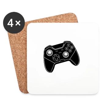 Manette de jeu noire - Dessous de verre (lot de 4) - blanc - Devant