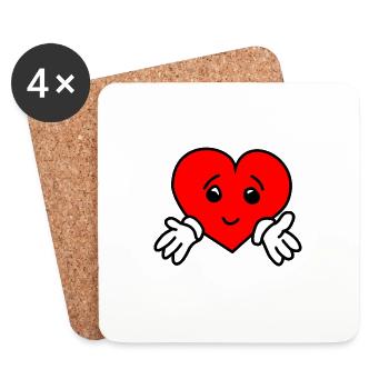 Coeur Câlin Doux - Dessous de verre (lot de 4) - blanc - Devant