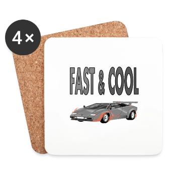 Sportwagen ist schnell und cool Fahrzeug Geschenk - Untersetzer (4er-Set) - Weiß - Vorne