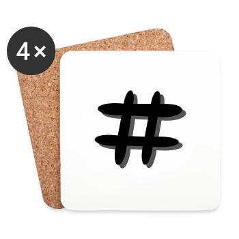 Hashtag - Untersetzer (4er-Set) - Weiß - Vorne