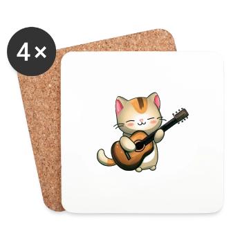 Cat making music - Coasters (set of 4) - white - Front