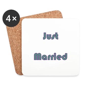 JUST MARRIED. EVJF. LOVE. SAINT VALENTIN. COUPLE. - Dessous de verre (lot de 4) - blanc - Devant